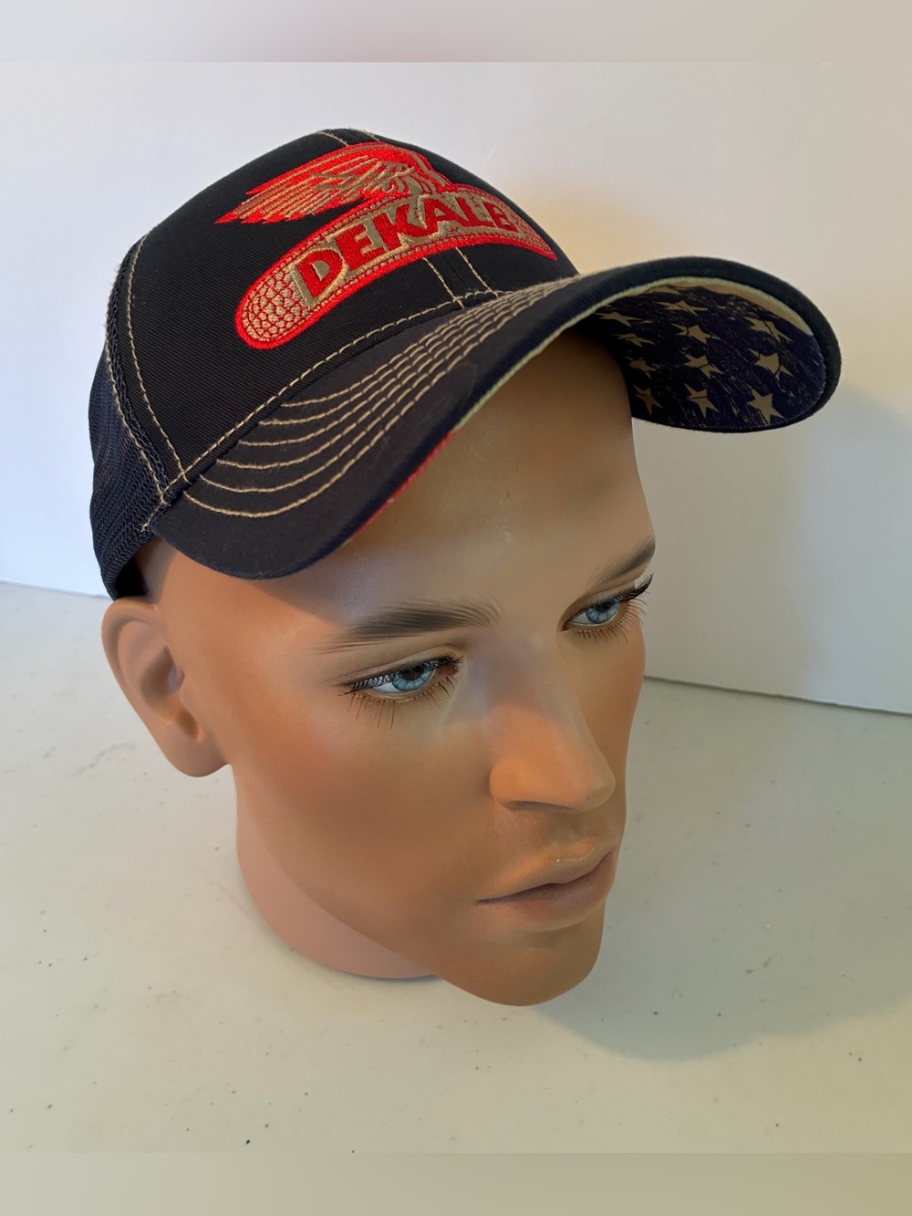 Dekalb Seed Corn Baseball Cap Trucker Hat Snap-Back Embroidered US Flag Visor